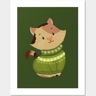 Cute Cat Christmas Sweater Posters and Art